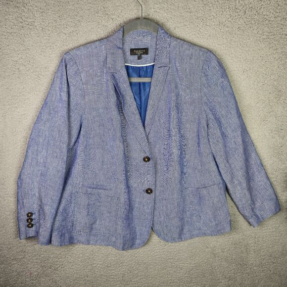 Talbots Blazer Jacket Women 22WP Chambray Blue 100% Linen Professional Career - Picture 4 of 16